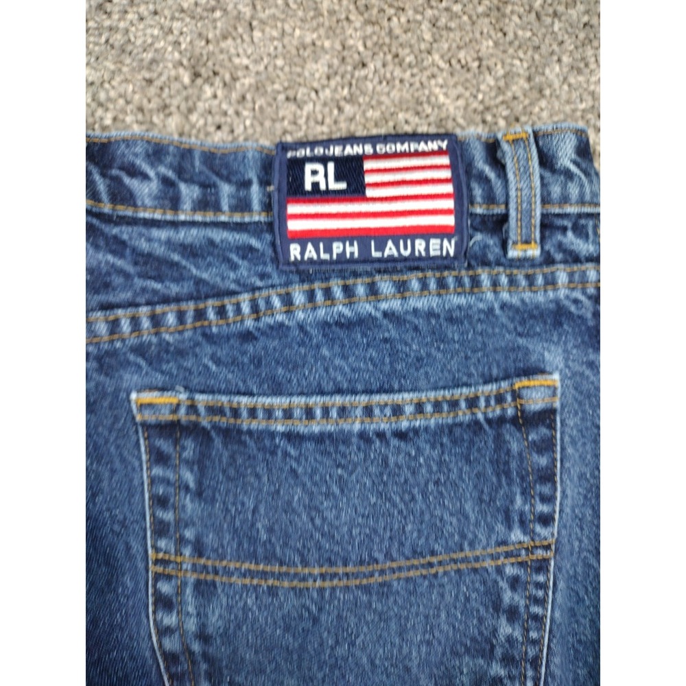 Polo Jean Co Ralph Lauren Women's Blue Denim Jeans Size 14x29 Straight Leg Flag - Picture 14 of 16